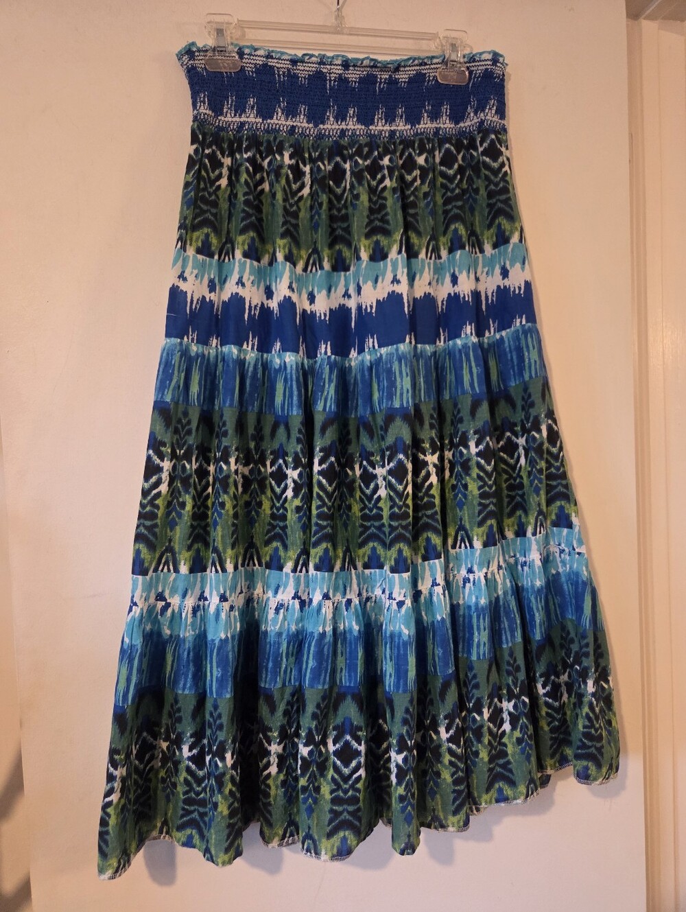 Vibrant Boho Maxi Skirt Featuring Tie-Dye Pattern